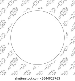 Food frame. doodle fast food circle frame. hand drawn food and beverage frame background. food background