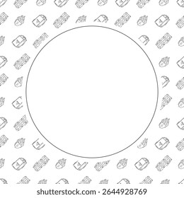 Food frame. doodle fast food circle frame. hand drawn food and beverage frame background. food background