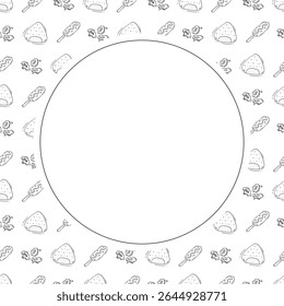 Food frame. doodle fast food circle frame. hand drawn food and beverage frame background. food background