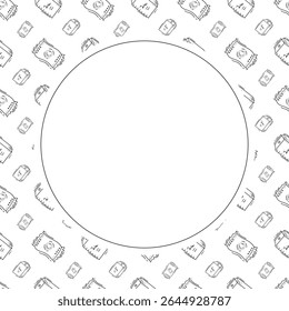 Food frame. doodle fast food circle frame. hand drawn food and beverage frame background. food background