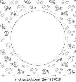 Food frame. doodle fast food circle frame. hand drawn food and beverage frame background. food background