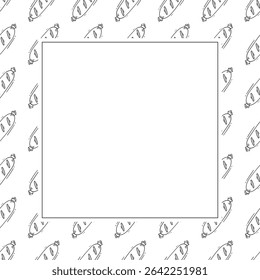 Food frame. doodle fast food square frame. hand drawn food and beverage frame background. food background