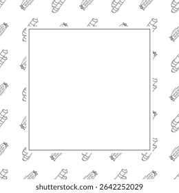 Food frame. doodle fast food square frame. hand drawn food and beverage frame background. food background