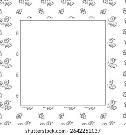 Food frame. doodle fast food square frame. hand drawn food and beverage frame background. food background