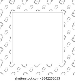Food frame. doodle fast food square frame. hand drawn food and beverage frame background. food background