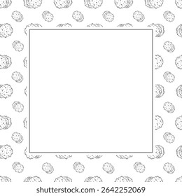 Food frame. doodle fast food square frame. hand drawn food and beverage frame background. food background