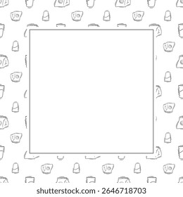 Food frame. doodle fast food square frame. hand drawn food and beverage frame background. food background