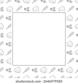 Food frame. doodle fast food square frame. hand drawn food and beverage frame background. food background