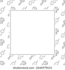 Marco de comida. doodle marco cuadrado de comida rápida. fondo de marco de comida y bebida dibujado a mano. fondo de comida