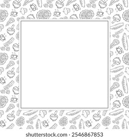 food frame. doodle food frame. hand drawn food frame background