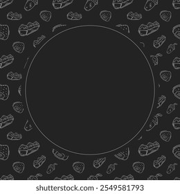 food frame. doodle food frame. hand drawn food frame background