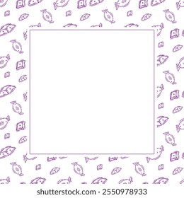 food frame. doodle food frame. hand drawn food frame background