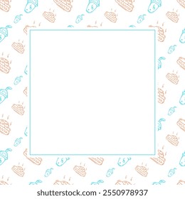 food frame. doodle food frame. hand drawn food frame background