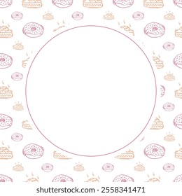 food frame. doodle food frame. hand drawn food frame background