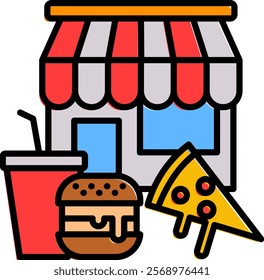 Food Franchise Icon Lineal Color Vector Illustration