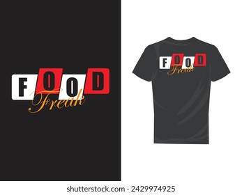 Food Freak rectangle typographic tshirt design svg