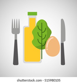 food fresh egg lettuce juice vector illustration eps 10