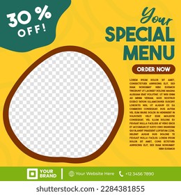 Food friend Social Media Post Template with a bright colorfull design beat, perfect for increasing appetite