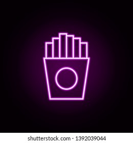 food, fries neon icon. Elements of food and drink set. Simple icon for websites, web design, mobile app, info graphics