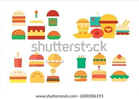 food fruit cak vector set white bacground