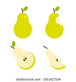 Food - Fruit - Flat Icon Set - Pear Isolated on White Background
