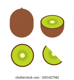 Food - Fruit - Flat Icon Set - Kiwi Isolated on White Background
