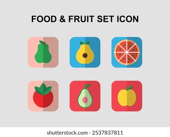 Food and Fruit Icon Set for Digital Use