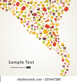 food and fruit pattern background,vector illustration