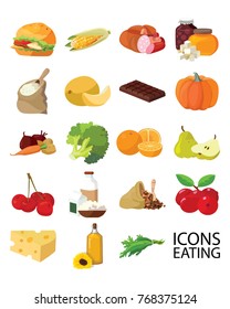 Food. Fruits, vegetables, fats, meat, cereals, dairy products. For your convenience, each significant element is in a separate layer. Eps 10