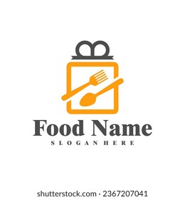 Food Gift logo design Vector. Gift Food logo design template Illustration