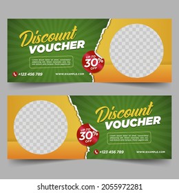 Food gift voucher, discount design template	
