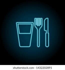 food, glass, fork, knife neon icon. Simple thin line, outline vector of universal icons for UI and UX, website or mobile application