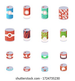 Сanned food. Goods vector collection. 