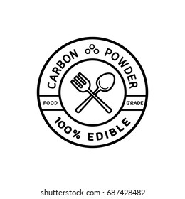 food grade carbon powder edible round  logo design with spoon and fork 