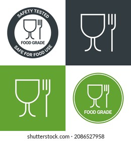 Food grade icon pictogram plastic contact fork and glass symbol. Food grade hygiene packaging sign