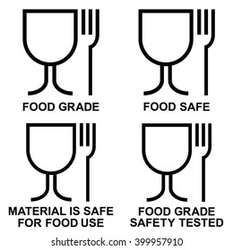 Food grade icon set , Food safe icon set , food grade safety tested icons , vector illustrations