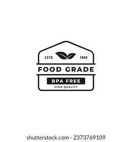 Food grade label or BPA Free Label Vector Isolated in Flat Style. Best Food grade label vector for product packaging design element. BPA Free label for packaging design element.