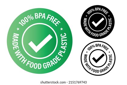 food grade plastic abstract. 100% BPA free, made with food grade plastic vector icon