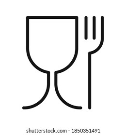 Plástico de grado alimenticio. Señal de vector aislada. Material seguro para alimentos. Símbolo de vidrio y horquilla