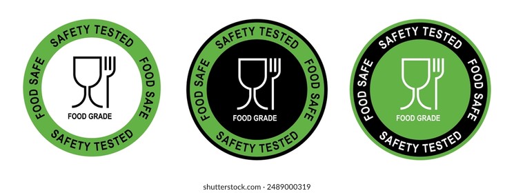 FOOD GRADE SIGN, Food Safe sign vector illustration, Food emblem on the packaging, food sign isolated, drink and foodclipart, Meals icon. Safety sign, Safety tested, non toxic icon.