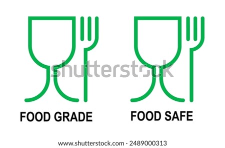FOOD GRADE SIGN, Food Safe sign vector illustration, Food emblem on the packaging, food sign isolated, drink and foodclipart, Meals icon. Safety sign, Safety tested, non toxic icon.
