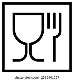 Food grade symbol. Food safe sign. Food icon on the packaging. International sign contact materials in the EU, drink and food labeling. Safety sign.