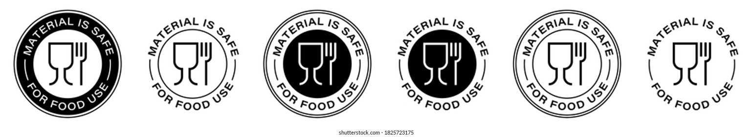 Food grade vector icons set. Wine glass and fork symbols.Icon for safe and non-safe use with food products. Vector illustration.