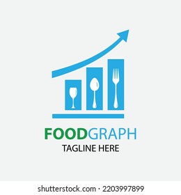 Food Graph Logo Design Template With Glass, Spoon, Fork.