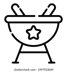 alimentos, icono de línea de parrilla, diseño vectorial usa icono del día de la independencia.