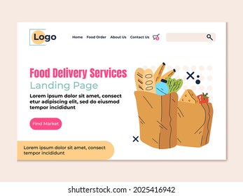 Food grocery fast delivery vector modern style design flat landing page