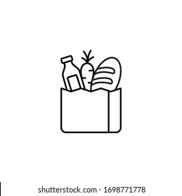 Food, grocery, store, supermarket, organic food thin line icon vector illustration. Contains icons such as bread, carrot and milk.