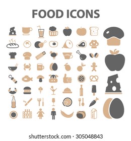 food, grocery, supermarket, drink flat icons, signs, illustration concept, vector