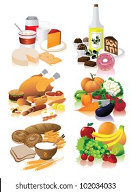 Food Groups EPS 8 vector, grouped for easy editing. No opens shapes or paths.