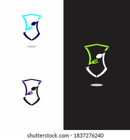 Food Guard,food shield,food protection logo template, Food Shield logo designs vector stock illustration.